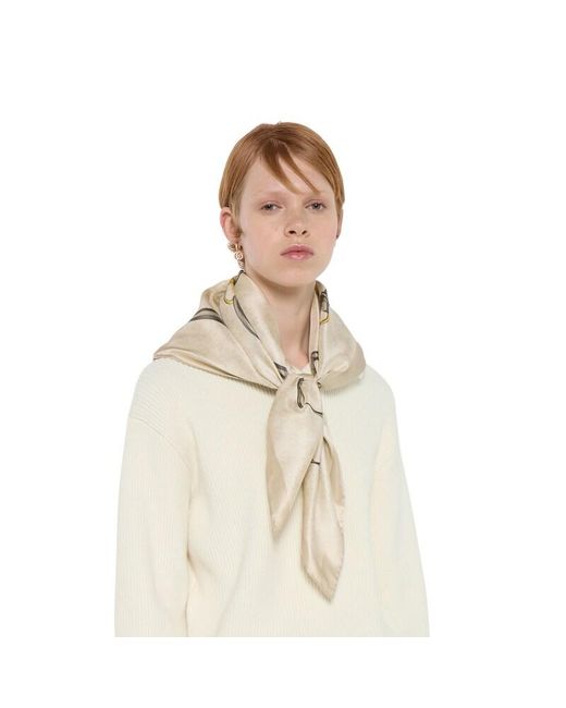 Gucci Natural Printed Gg Silk Jacquard Carré, Silk