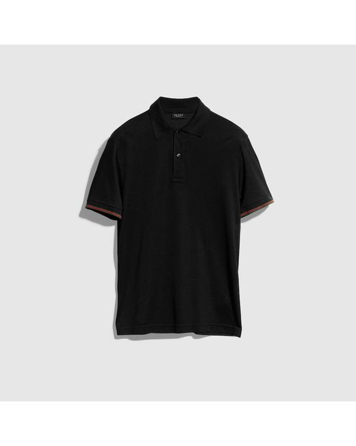 Gucci Black Silk Jersey Polo Shirt With Web for men