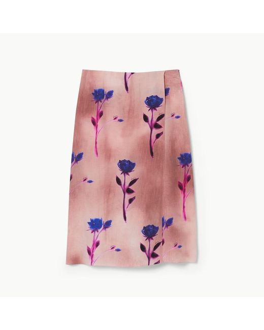 Gucci Pink Floral Print Crêpe De Chine Skirt
