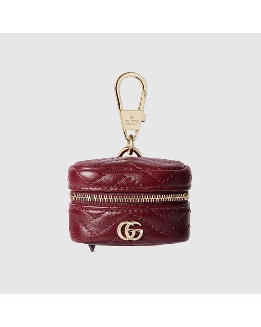 Gucci Red Gg Marmont Holder For Airpods
