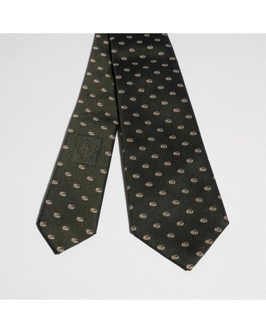 Gucci Gray Double G Silk Jacquard Tie for men