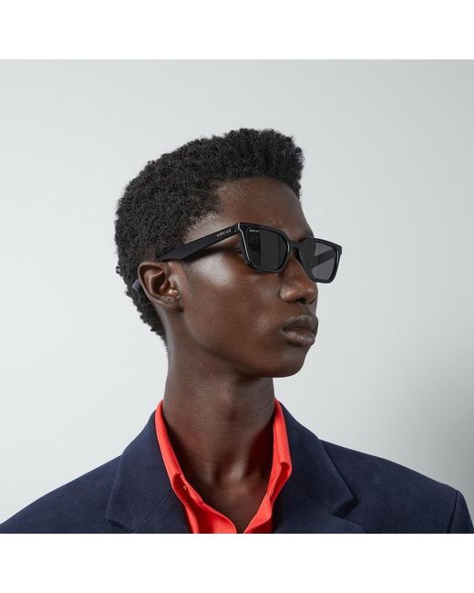 Gucci Black Rectangular-Frame Sunglases for men