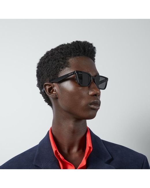 Gucci Black Rectangular-frame Sunglases for men