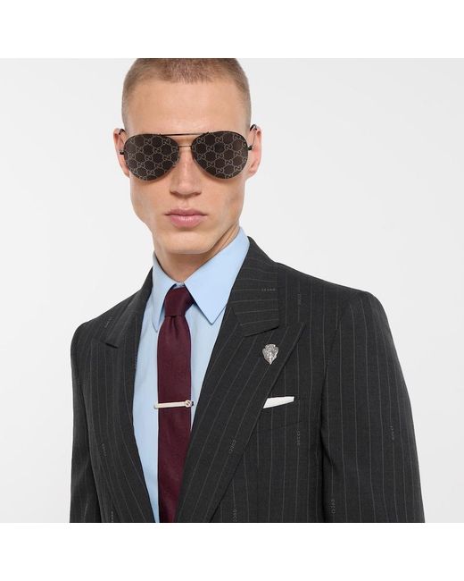 Gucci Black Pinstripe Wool Jacket for men
