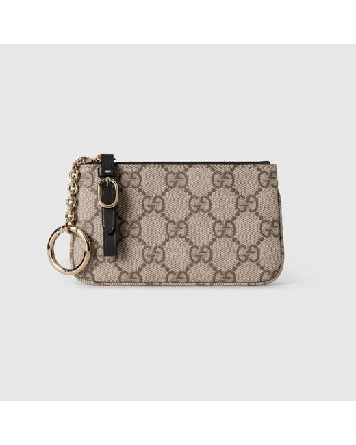 Gucci Natural Gg Emblem Key Pouch, Gg Canvas
