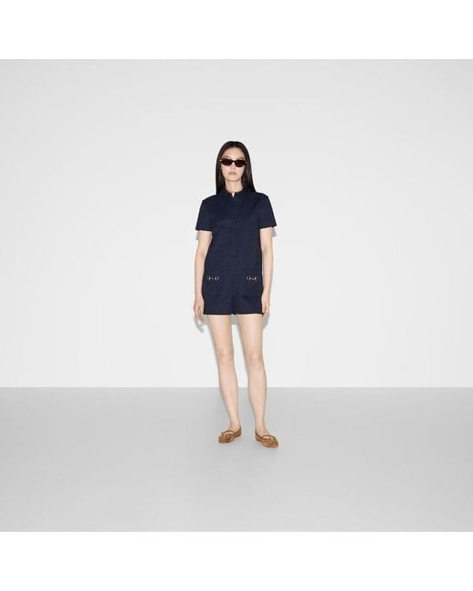 Gucci ホースビット Ggキャンバス ジャンプスーツ, ブルー, ウェア Blue