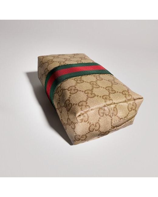 Gucci Metallic Medium Cosmetic Case With Web, Gg Canvas