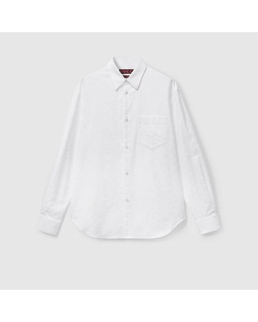Gucci White Gg Oxford Cotton Shirt, Size 14 for men