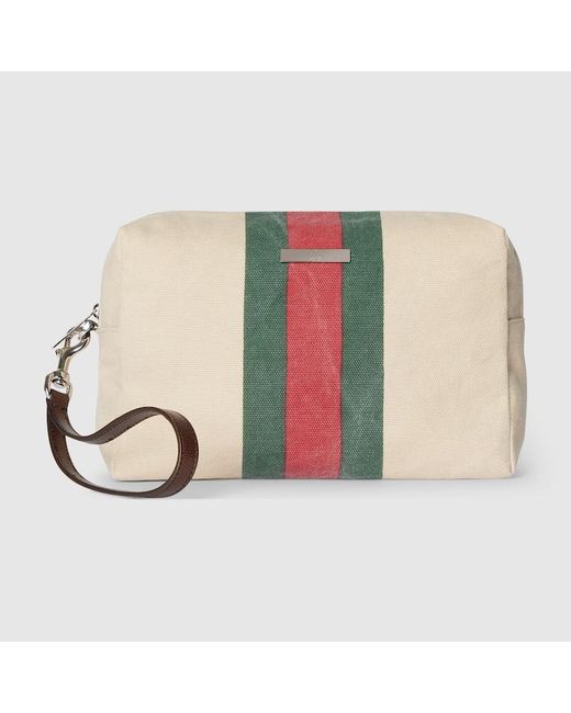 Gucci White Positano Small Pouch, Fabric for men