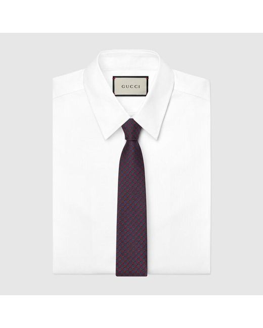 Gucci Purple GG Jacquard Silk Tie for men
