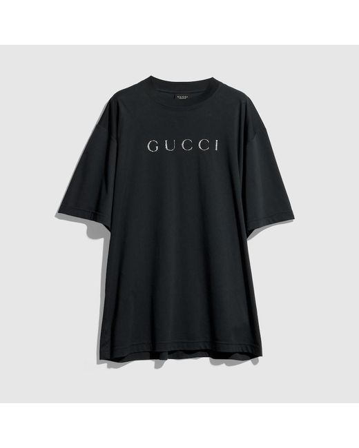 Gucci Black Cotton Jersey T-Shirt With Print