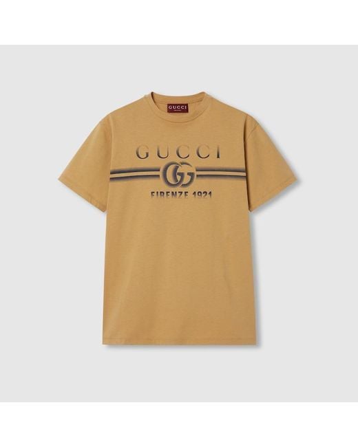 Camiseta de Algodón y Estampado Gucci de hombre de color Natural
