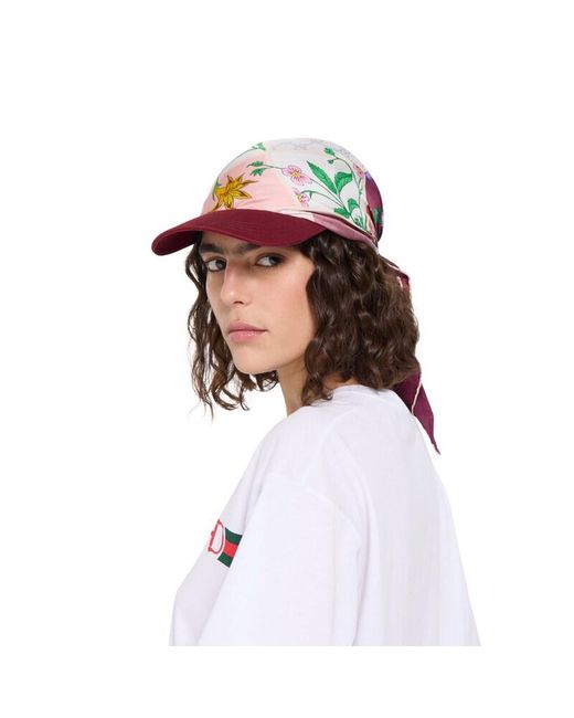Gucci Purple Printed Silk Baseball Cap