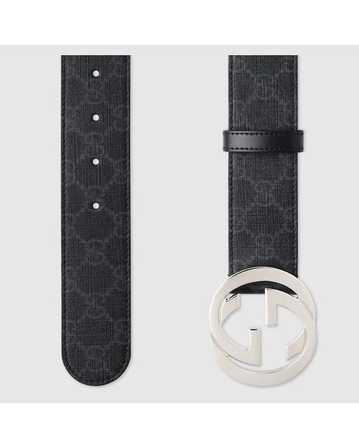 Cintura In Tessuto GG Supreme Con Fibbia GG di Gucci in Black da Uomo