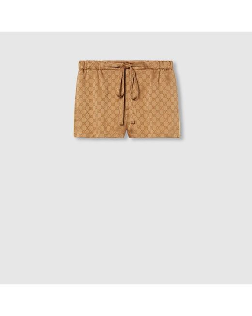 Gucci Ggサテン ショートパンツ, ブラウン, ウェア White