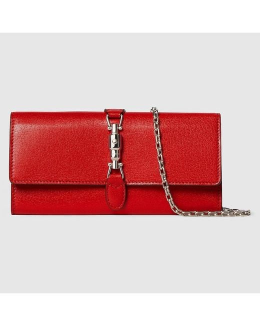 Gucci Red Jackie Wallet On Chain