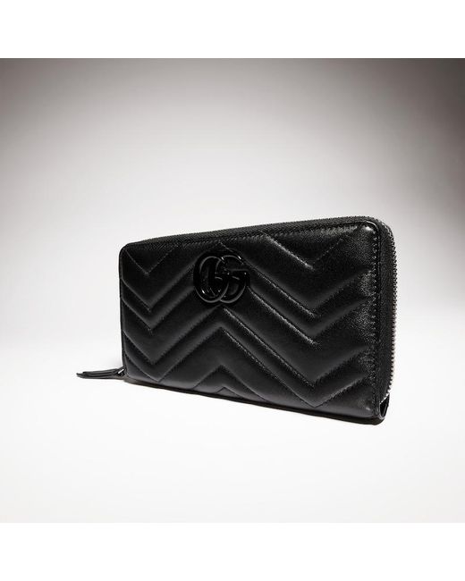 Gucci Black Gg Marmont Zip Around Wallet