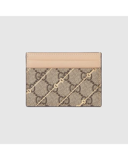 Gucci Natural Card Case With Horsebit Print