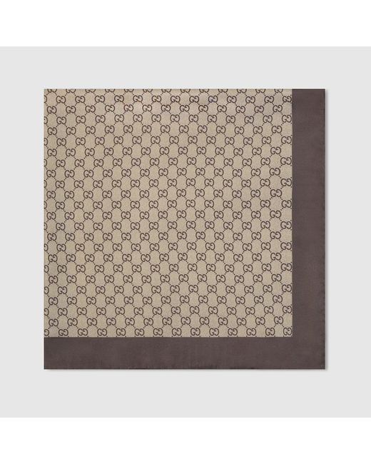 Gucci Brown Silk Gg Scarf