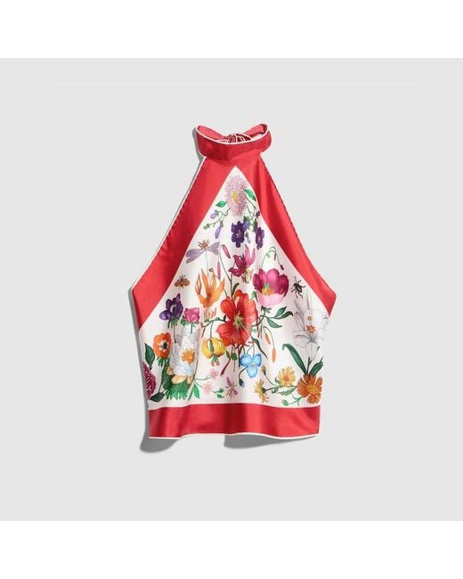 Gucci Red Printed Silk Top