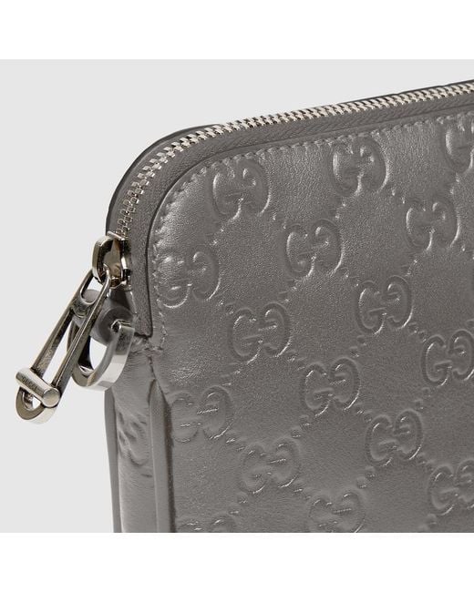 Gucci Gray Gg Emblem Medium Crossbody Bag for men