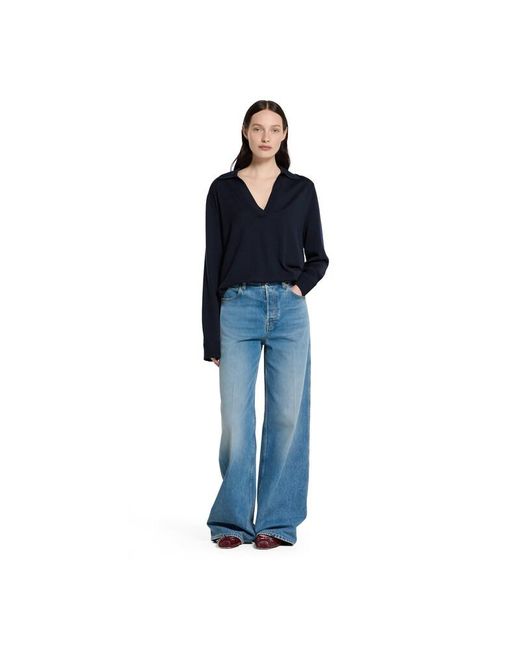 Gucci Blue Extra Fine Wool Polo Top