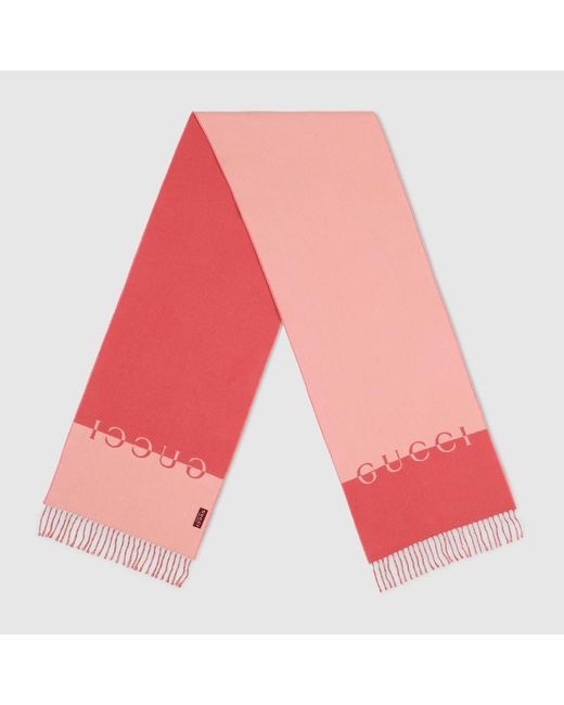 Gucci Pink Wool Cashmere Scarf