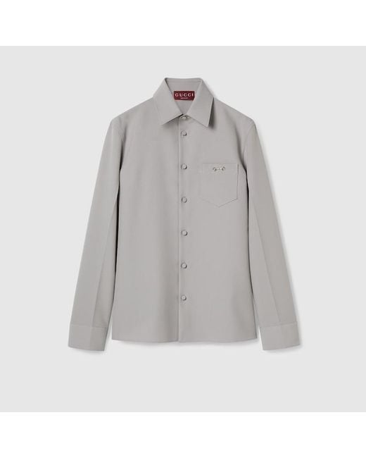 Gucci ホースビット付き テクニカルパナマ シャツ, グレー, ウェア Gray