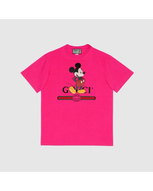 メンズ Gucci 【公式】 (グッチ)disney (ディズニー) X オーバーサイズ Tシャツフューシャピンク コットンピンク Pink