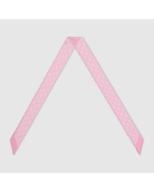 Gucci Pink Printed Silk Chiffon Ribbon