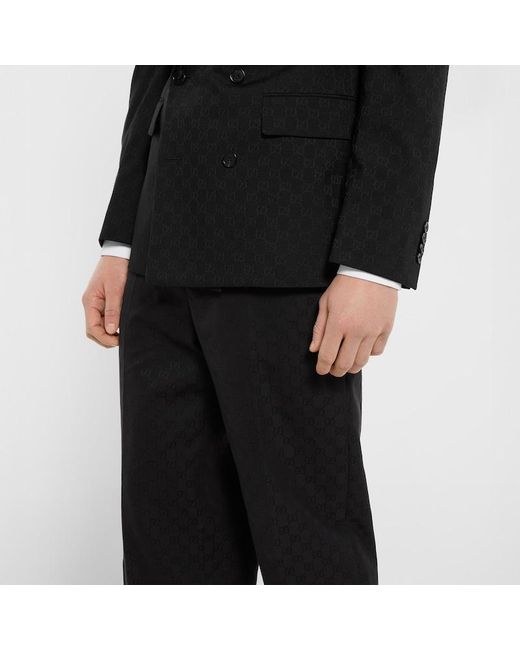 Gucci Black Gg Cotton Canvas Pants for men