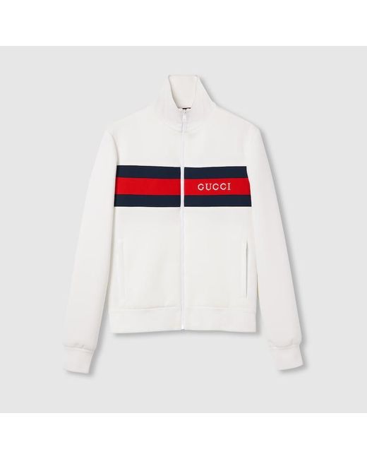 Gucci White Neoprene Zipped Jacket With Web