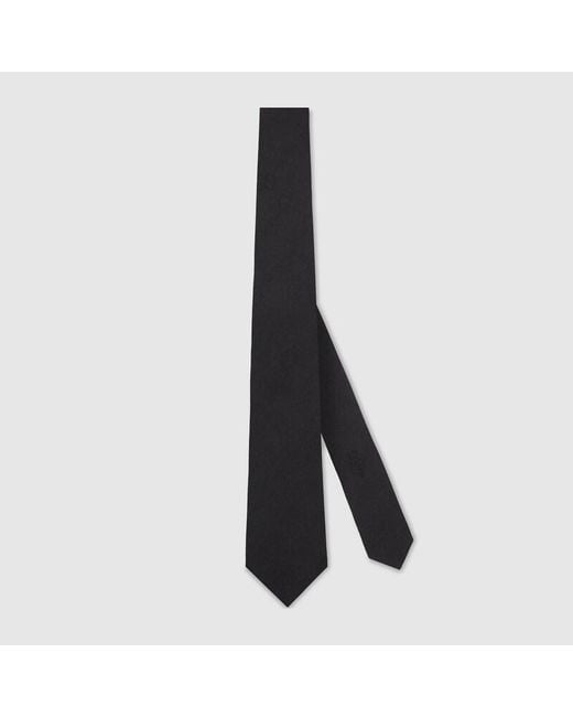 Gucci Black Gg Silk Cotton Tie for men