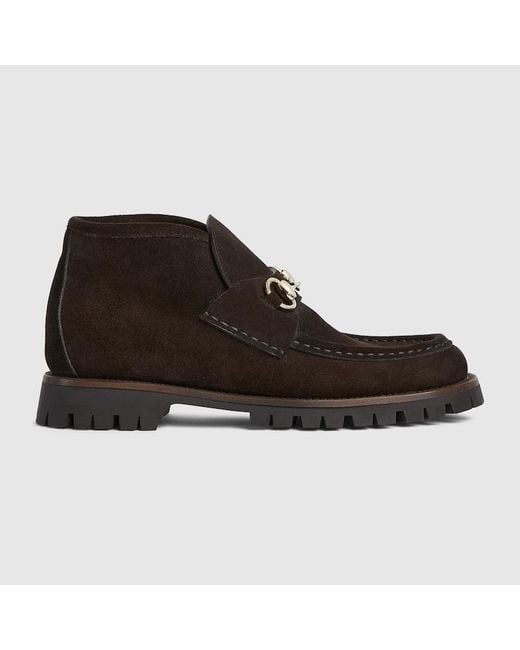 Gucci ホースビット ウィメンズ アンクルブーツ, ブラウン, レザー Black