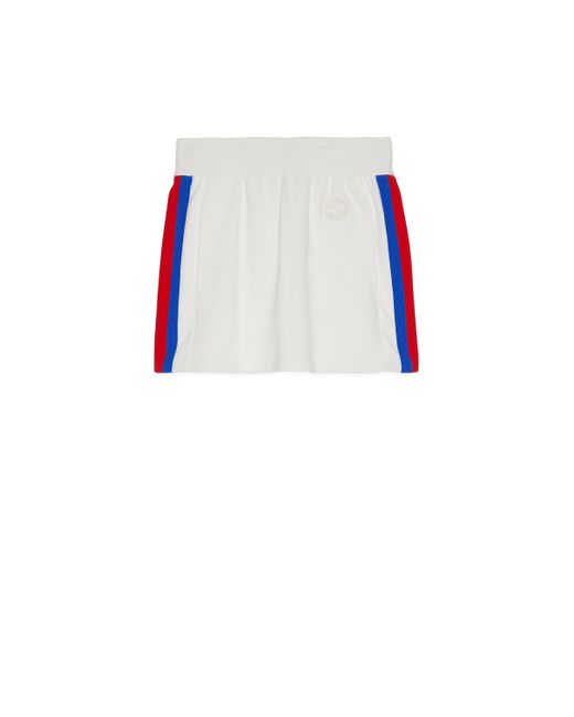 Gucci White Cotton Jersey Mini Skirt With Web
