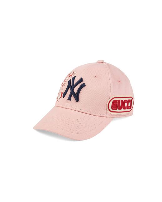 Gucci Pink Baseball Cap With Ny Yankeestm Patch