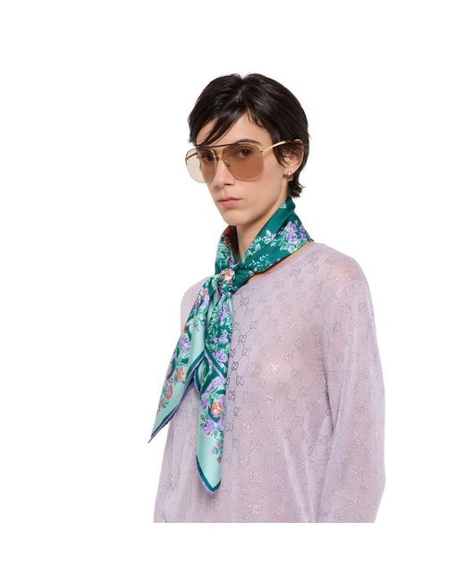 Gucci Blue Printed Silk Twill Carré
