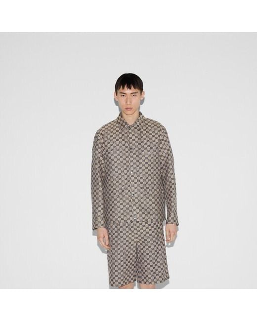 Gucci Gray Gg Canvas Shirt Jacket for men