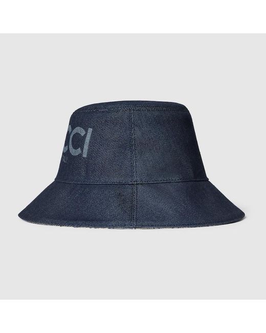 Gucci レーザー デニム バケットハット, ブルー Blue
