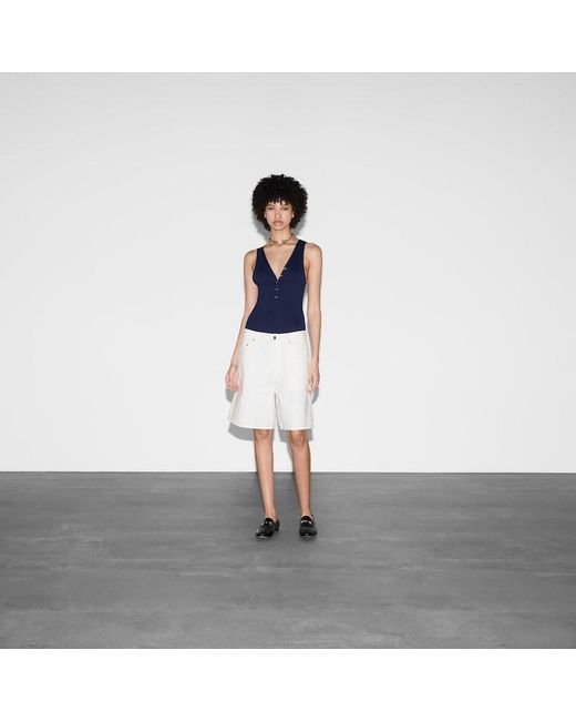 Shorts In Denim GG Jacquard di Gucci in White