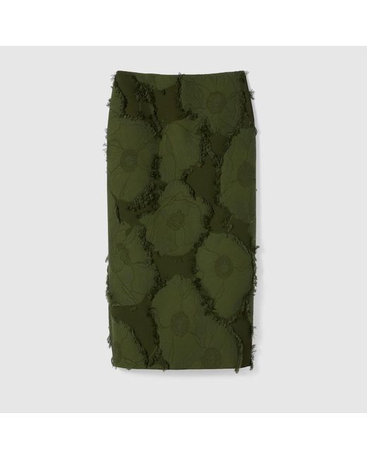 Gucci コットン ウールブレンド ミドルレングス スカート, グリーン, ウェア Green