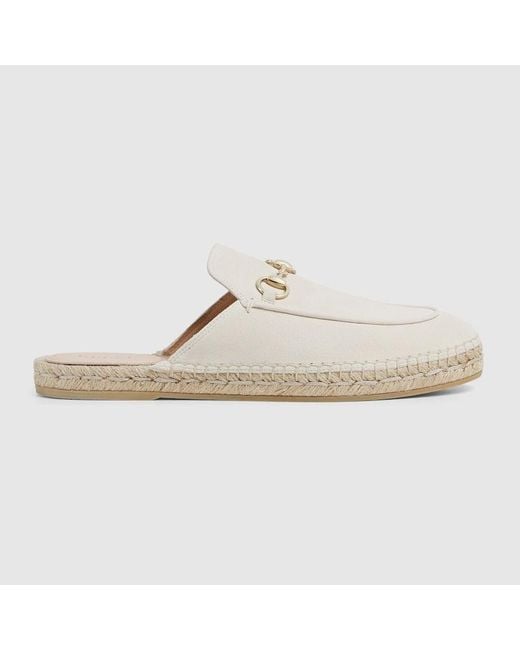 Gucci Natural Espadrille Mule With Horsebit