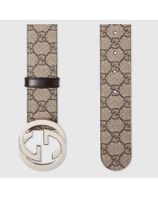 Gucci GG Supreme Belt With G Buckle in Gray for Men