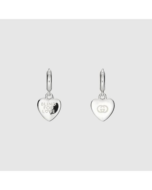 Gucci Metallic Blind For Love Hoop Earrings