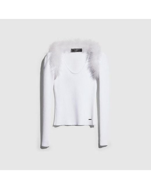 Gucci White Rib Viscose Tank Top With Cardigan, Size Xxl, Ready-To-Wear