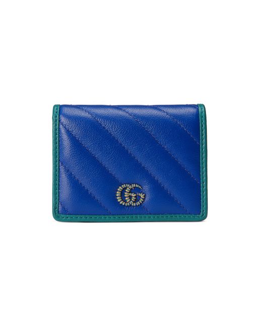 Gucci Marmont Zip Around Wallet GG (12 Card Slot) Pastel Blue in Matelasse  Calfskin Leather with Palladium-tone - US