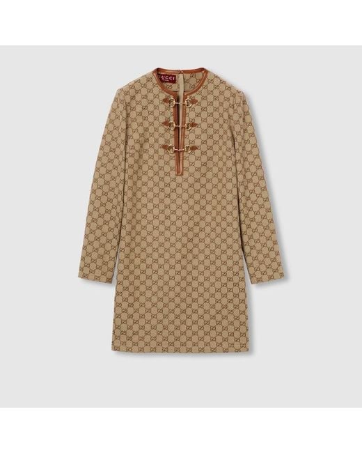 Gucci ホースビット付き Ggキャンバス ドレス, ベージュ, ウェア Natural