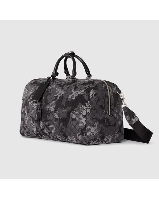 Gucci Black Gg Canvas Large Duffle Bag, Gg Canvas for men