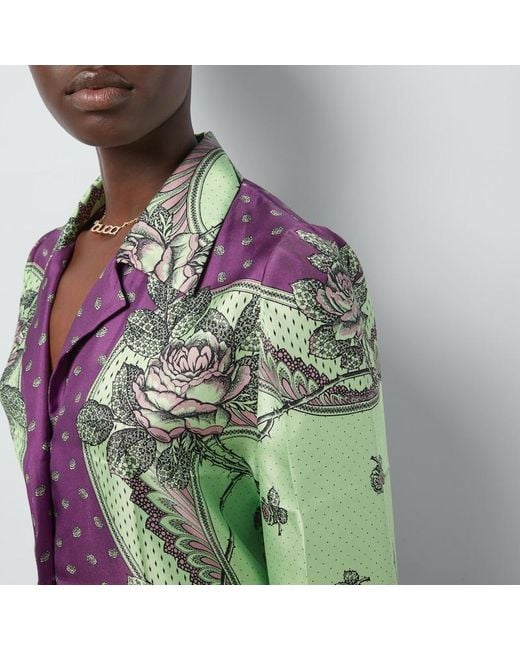 Camicia In Seta Con Stampa Cachemire di Gucci in Green
