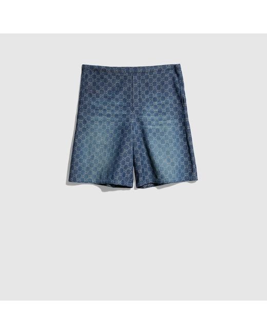 Gucci Blue Gg Chambray Cotton Denim Shorts, Size 44 It, Ready-To-Wear for men